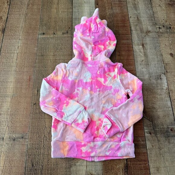 Fabkids pink marble zip up unicorn swim suit cover up jacket loop terry girls 4T - Picture 6 of 7